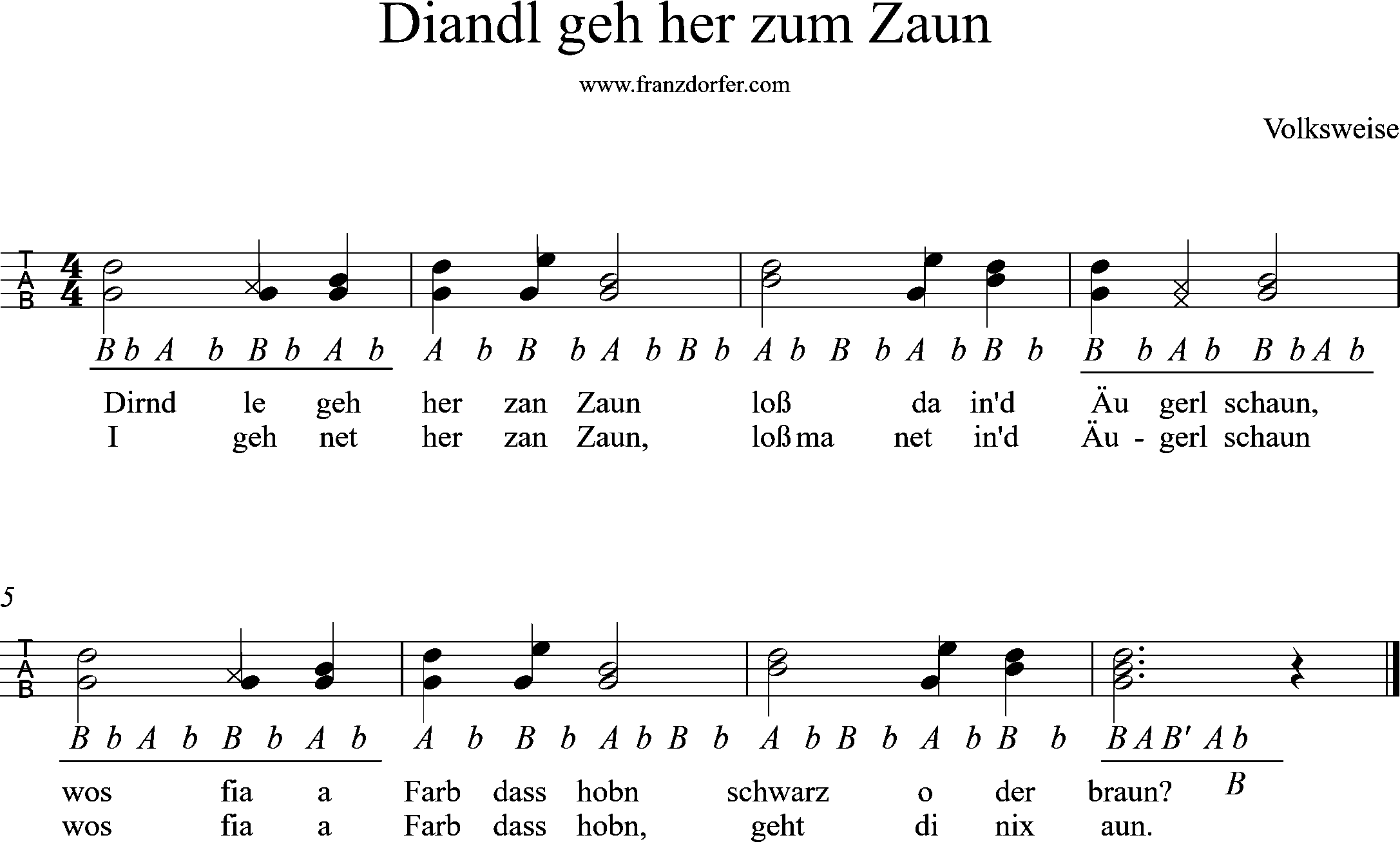 Dirndl gerh her zum zaun, Griffschrift steirische harmonika griffschrift lernen- Dirndl geh her zum Zaun